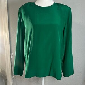 Spenser Jeremy women  Vibrant Green Blouse Size L 100%Silk VTG